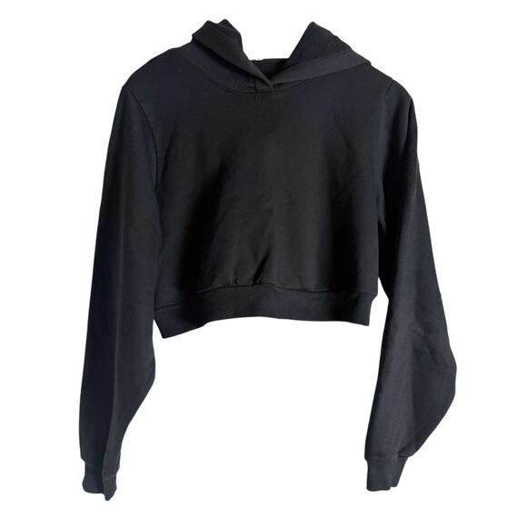 Alo Yoga Bae Black Oversized Cropped Pullover Hoodie Size Small - Picture 4 of 8